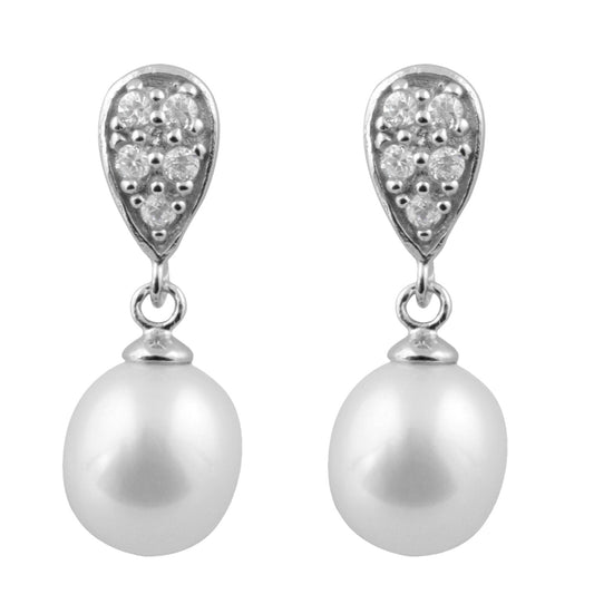 Fancy CZ Pearl Stud Earrings