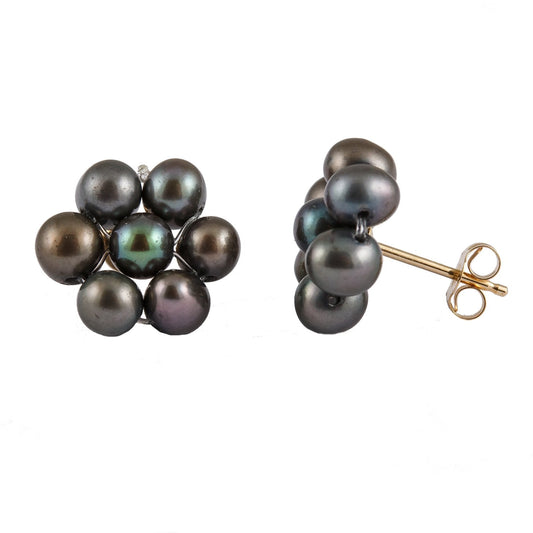 Hand Made Flower Pearl Stud Earrings