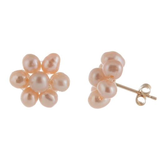 Hand Made Flower Pearl Stud Earrings