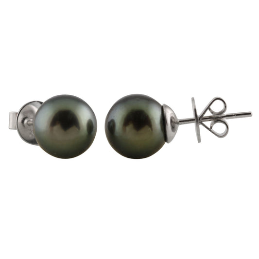 Beautiful Round Tahitian Pearl Stud Earrings