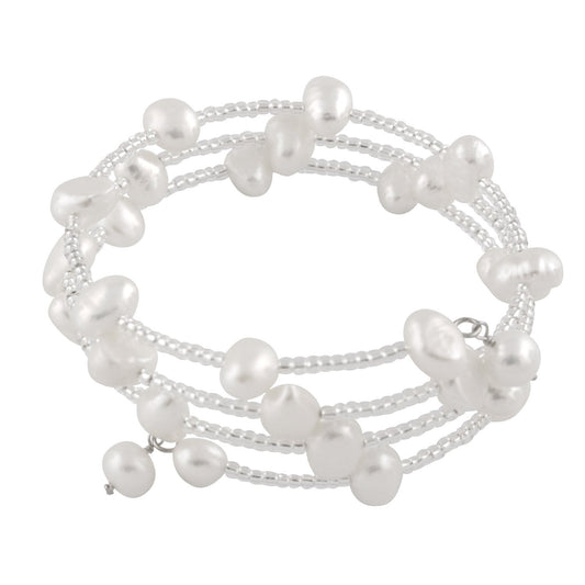 Fancy beaded Pearl Triple Row Bangle