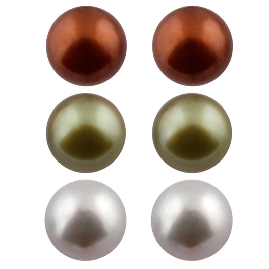Trio Of Fall Colored Pearl Studs