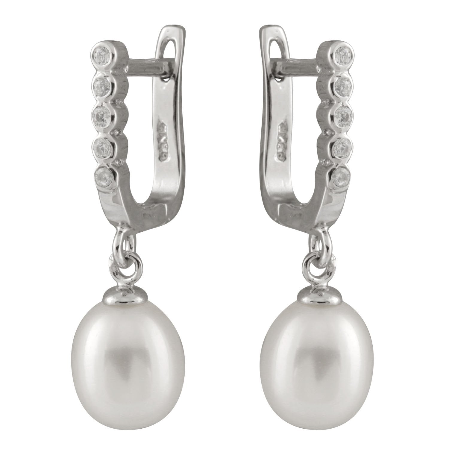 Dangling Silver Freshwater Pearl Earrings