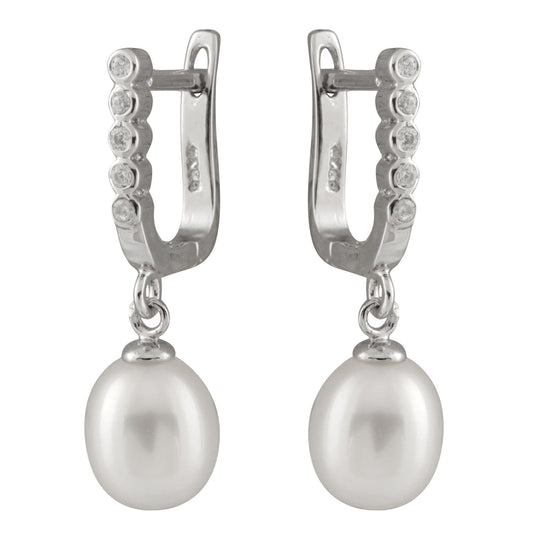 Dangling Silver Freshwater Pearl Earrings