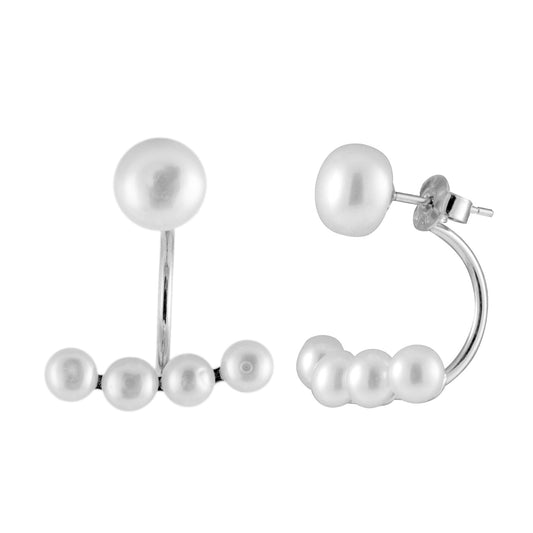 Fancy Double Pearl Earrings in sterling silver