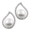 Load image into Gallery viewer, Fancy Sterling Silver CZ Pearl Halo Earrings
