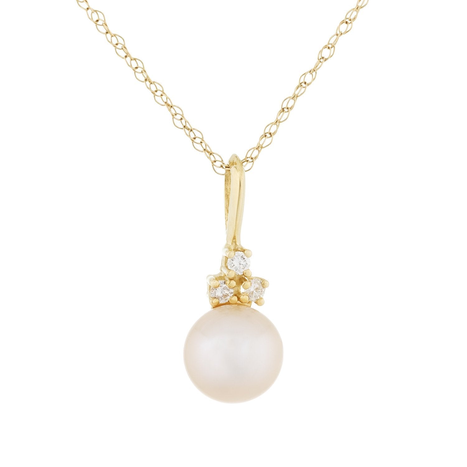 Triple Diamond Pearl Pendant