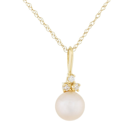 Triple Diamond Pearl Pendant