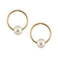 Load image into Gallery viewer, 14mm Gold Sleeper Freshwater Pearl Earrings
