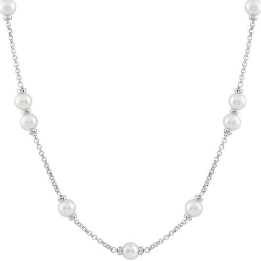 Fancy Sterling Silver Station Necklace