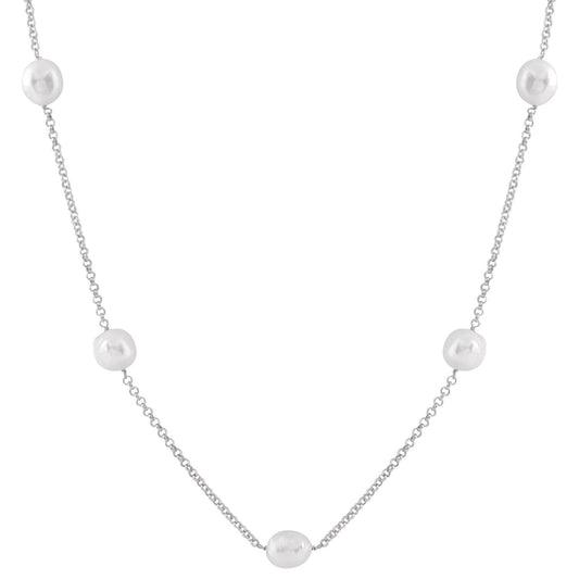 Beautiful Baroque Pearl Station Necklace