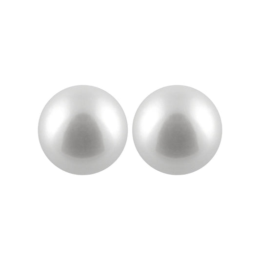 Round White Akoya Pearl Stud Earrings