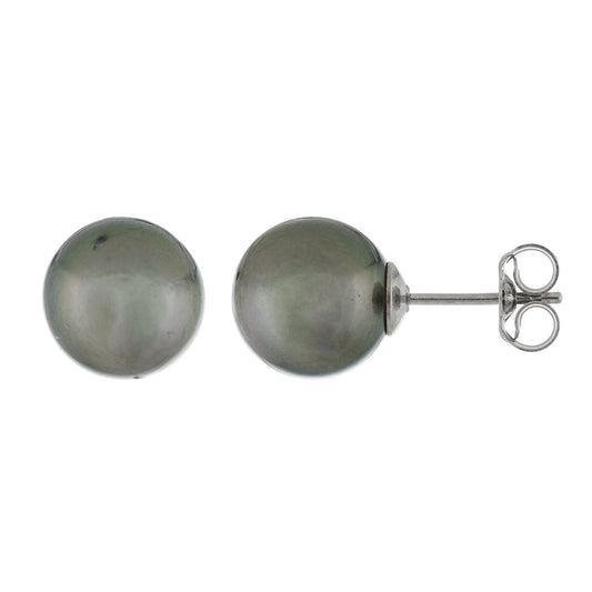 Beautiful Round Tahitian Pearl Stud Earrings
